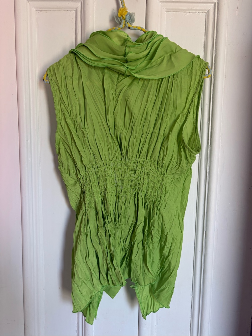 Y2K Sleeveless Ruffle Cascade Top in Green - Picture 7 of 9